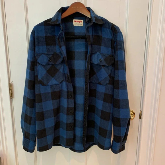 Wrangler Other - Vintage Wrangler Buffalo Plaid Fleece Overshirt Checked Fleece Shirt Jacket M